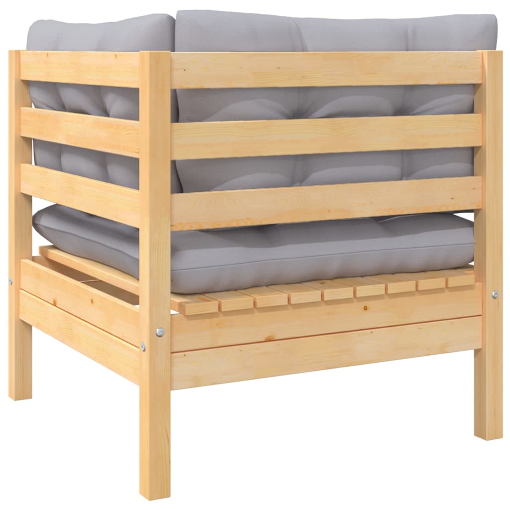 8-delige Loungeset met grijze kussens massief grenenhout is nu te koop bij PeponiXL, paradijselijk wonen!