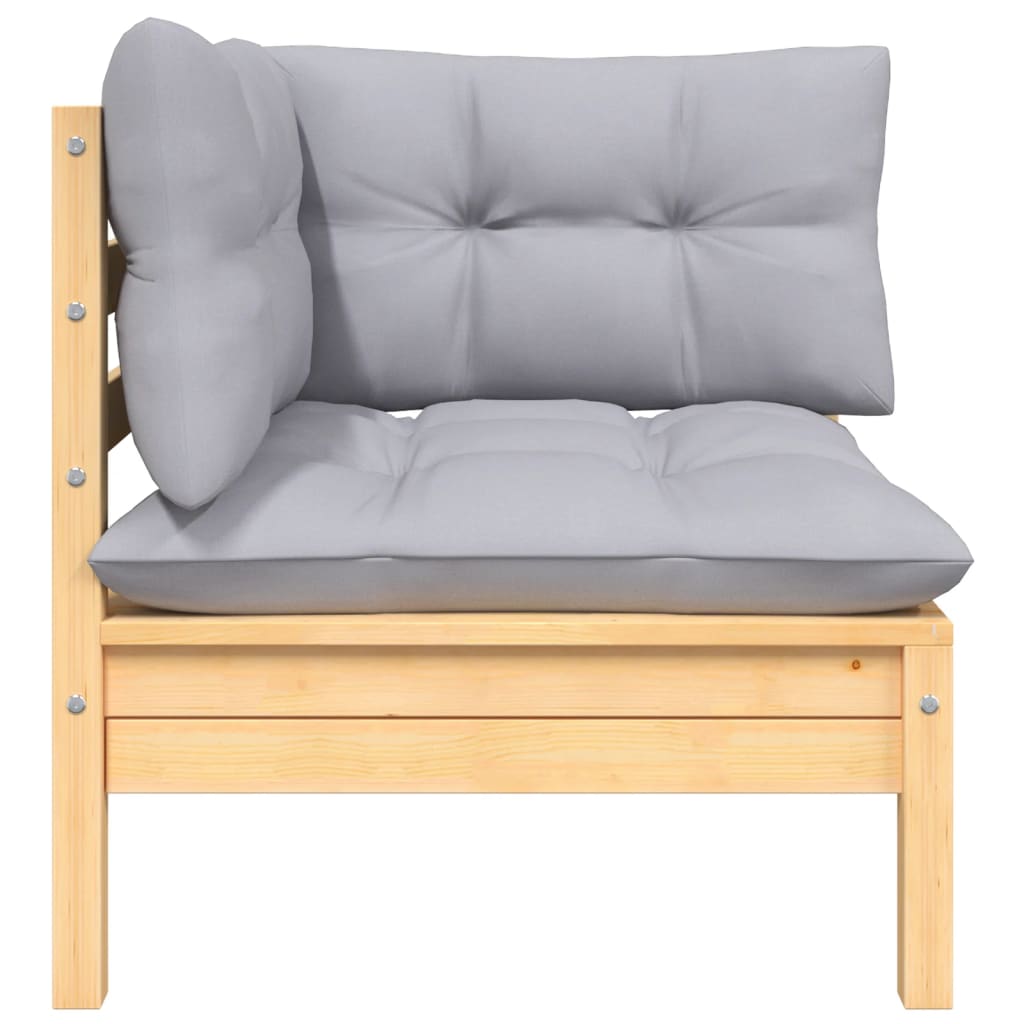 8-delige Loungeset met grijze kussens massief grenenhout is nu te koop bij PeponiXL, paradijselijk wonen!