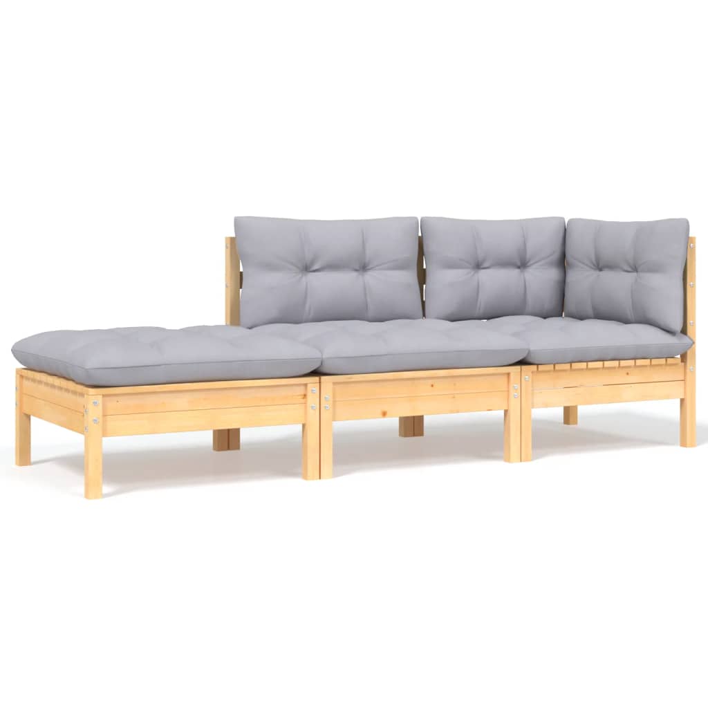 8-delige Loungeset met grijze kussens massief grenenhout is nu te koop bij PeponiXL, paradijselijk wonen!