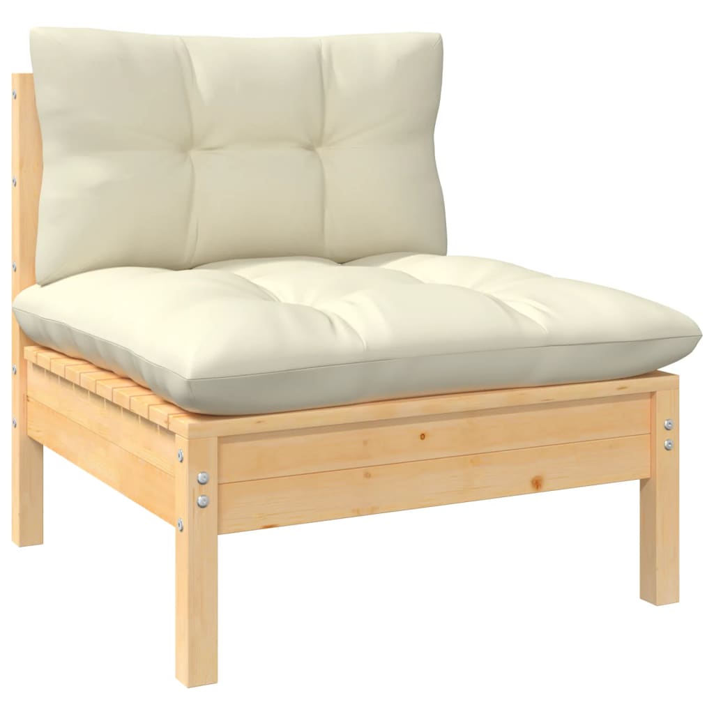 4-delige Loungeset met crèmekleurige kussens massief grenenhout is nu te koop bij PeponiXL, paradijselijk wonen!