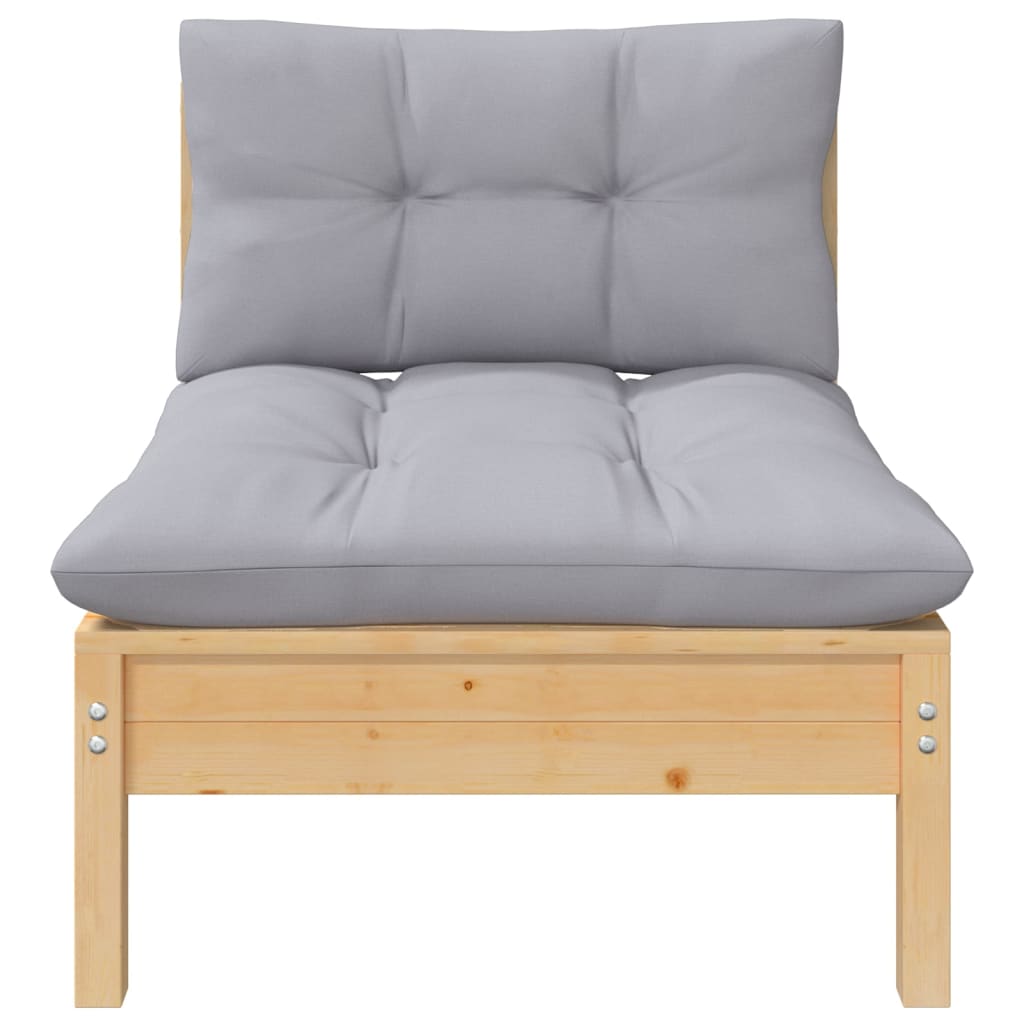 7-delige Loungeset met grijze kussens grenenhout is nu te koop bij PeponiXL, paradijselijk wonen!