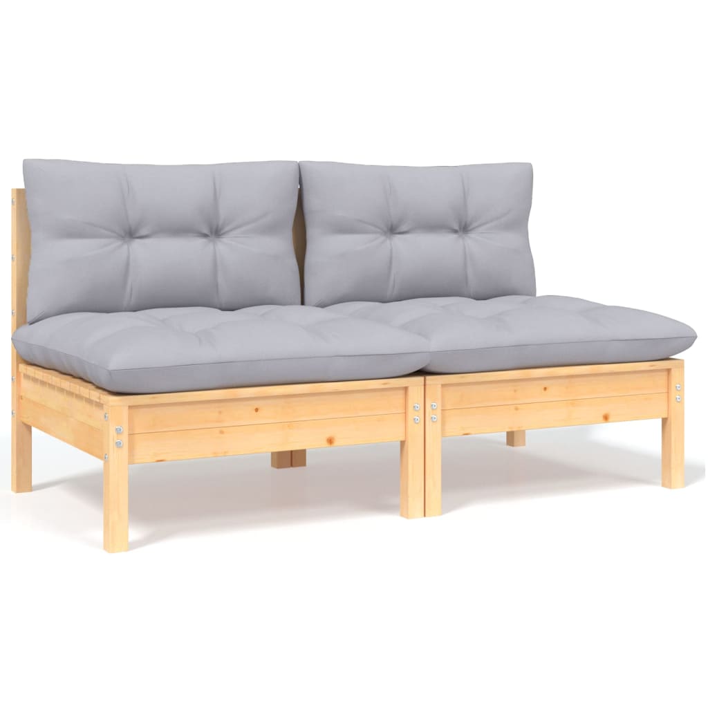 8-delige Loungeset met grijze kussens massief grenenhout is nu te koop bij PeponiXL, paradijselijk wonen!