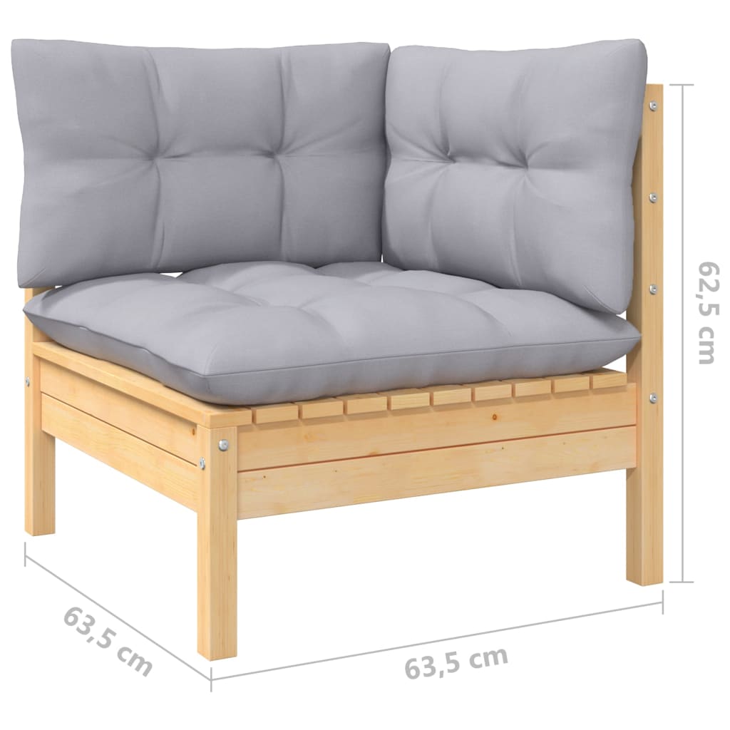 7-delige Loungeset met grijze kussens grenenhout is nu te koop bij PeponiXL, paradijselijk wonen!