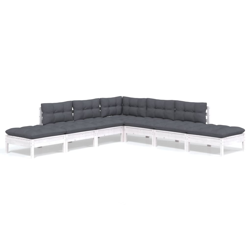 7-delige Loungeset met kussens grenenhout wit is nu te koop bij PeponiXL, paradijselijk wonen!