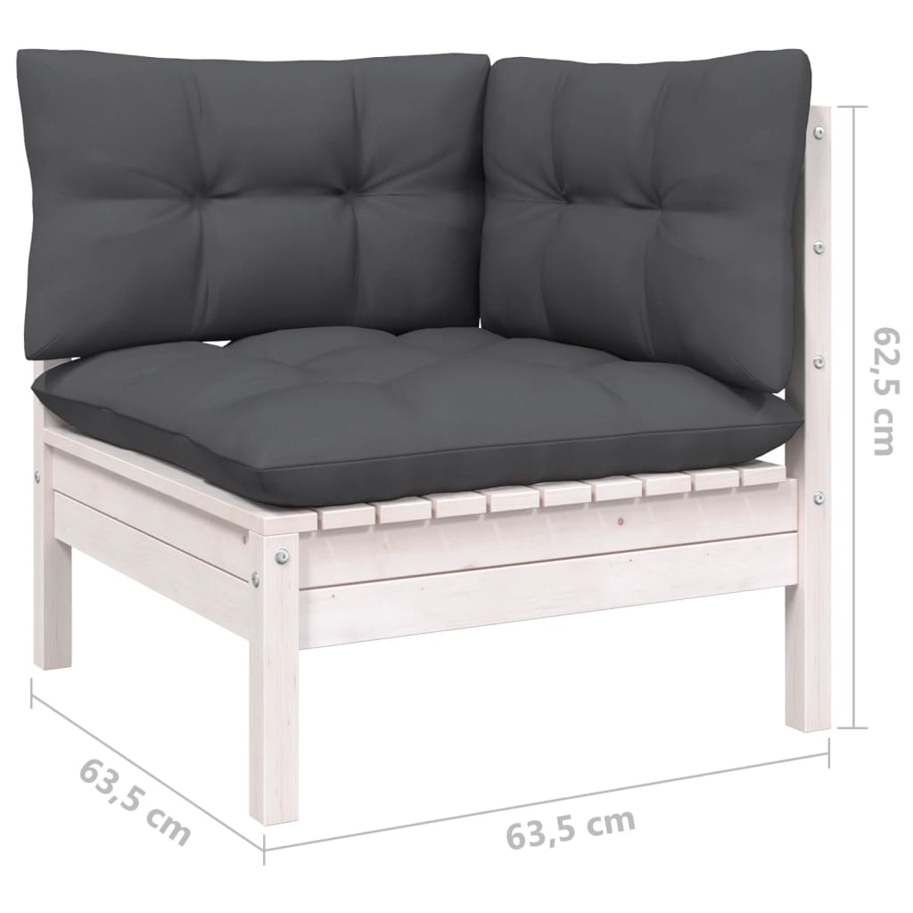 7-delige Loungeset met kussens grenenhout wit is nu te koop bij PeponiXL, paradijselijk wonen!