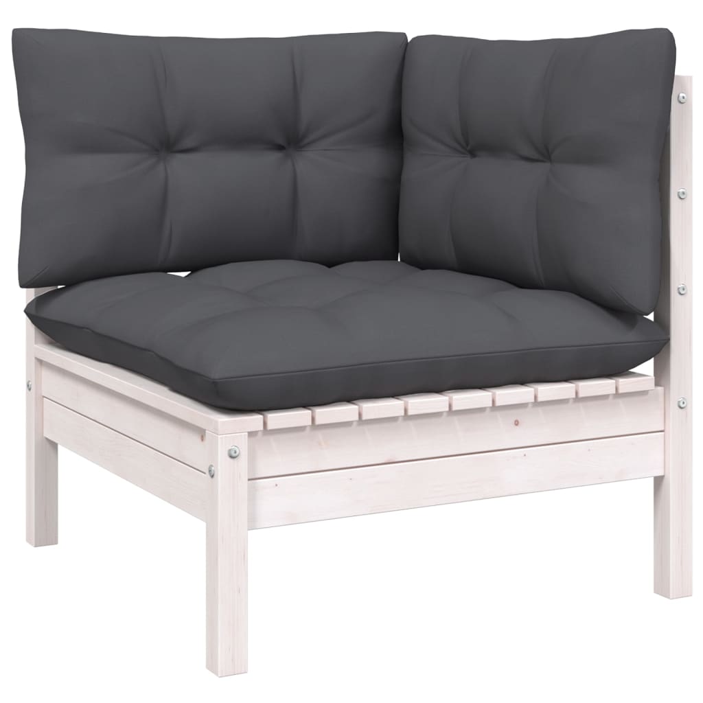 4-delige Loungeset met kussens grenenhout wit is nu te koop bij PeponiXL, paradijselijk wonen!