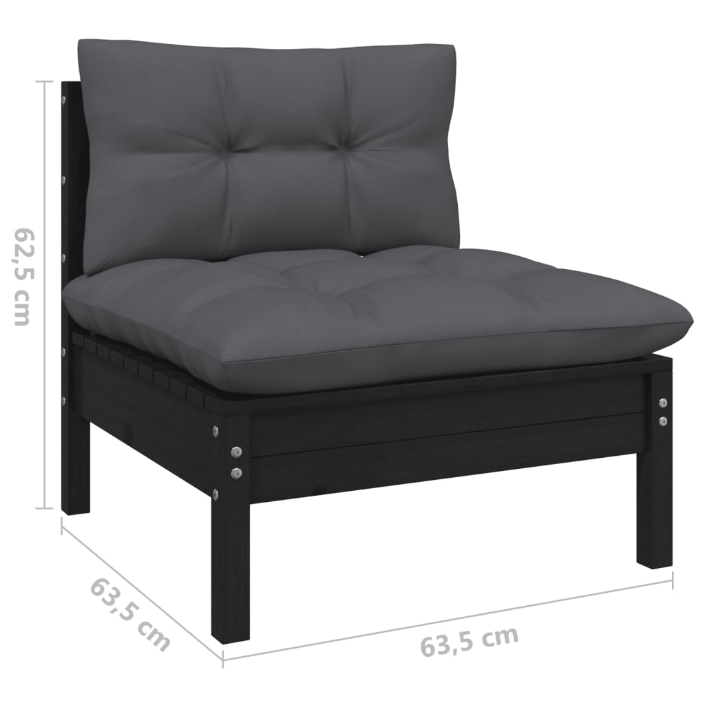 5-delige Loungeset met kussens grenenhout zwart is nu te koop bij PeponiXL, paradijselijk wonen!