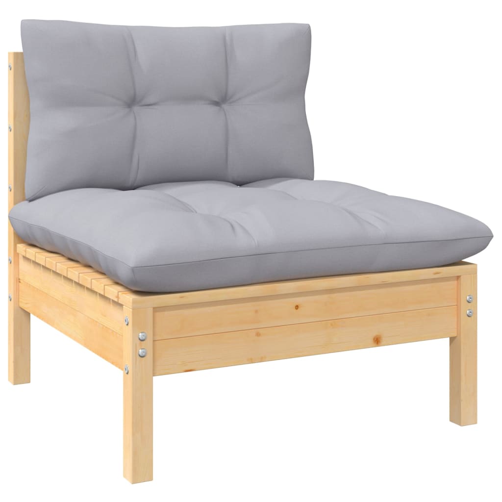 5-delige Loungeset met grijze kussens grenenhout is nu te koop bij PeponiXL, paradijselijk wonen!