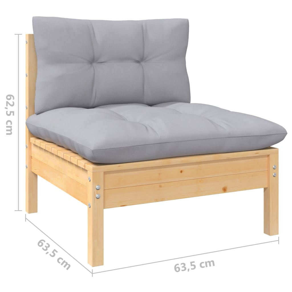6-delige Loungeset met grijze kussens grenenhout is nu te koop bij PeponiXL, paradijselijk wonen!