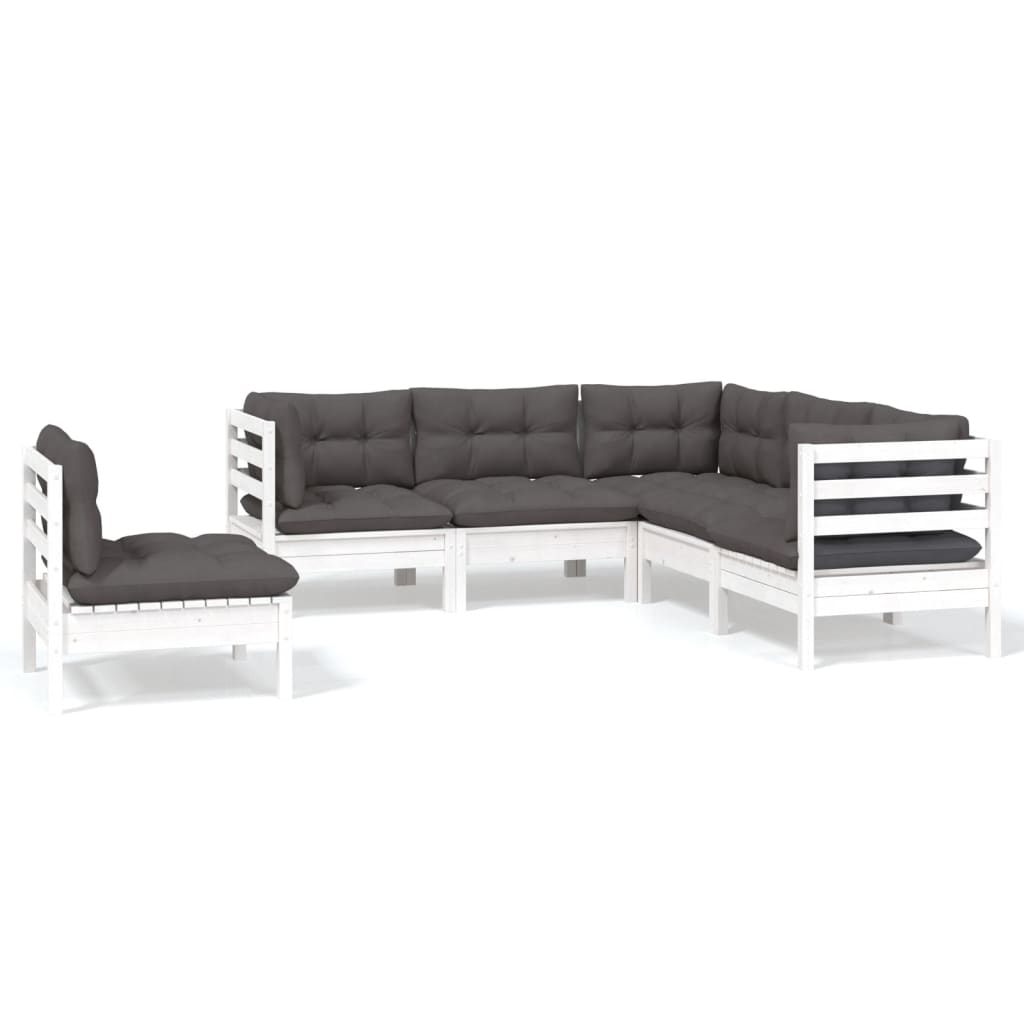 5-delige Loungeset met kussens grenenhout wit is nu te koop bij PeponiXL, paradijselijk wonen!