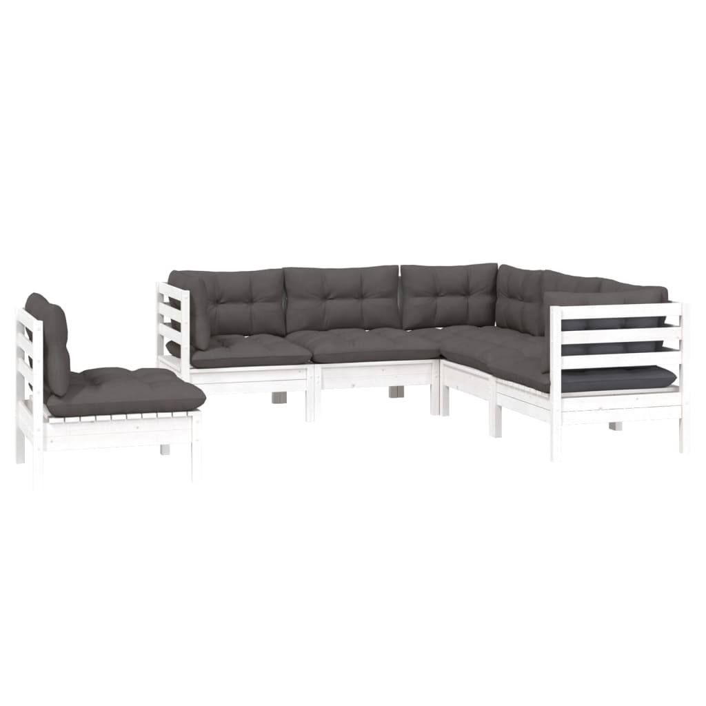 5-delige Loungeset met kussens grenenhout wit is nu te koop bij PeponiXL, paradijselijk wonen!