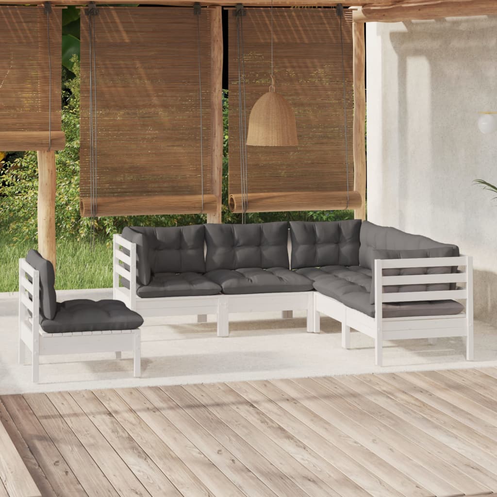 5-delige Loungeset met kussens grenenhout wit is nu te koop bij PeponiXL, paradijselijk wonen!