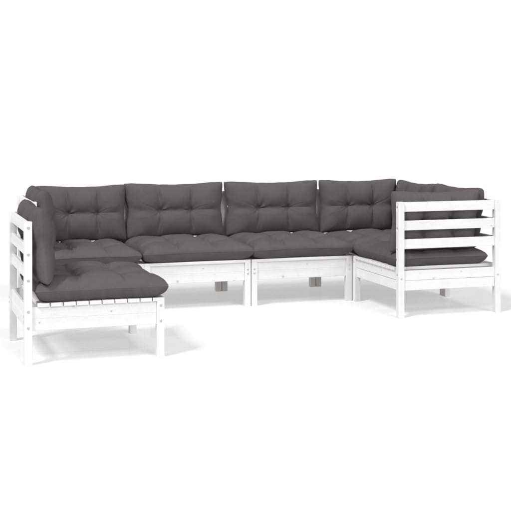 6-delige Loungeset met kussens grenenhout wit is nu te koop bij PeponiXL, paradijselijk wonen!