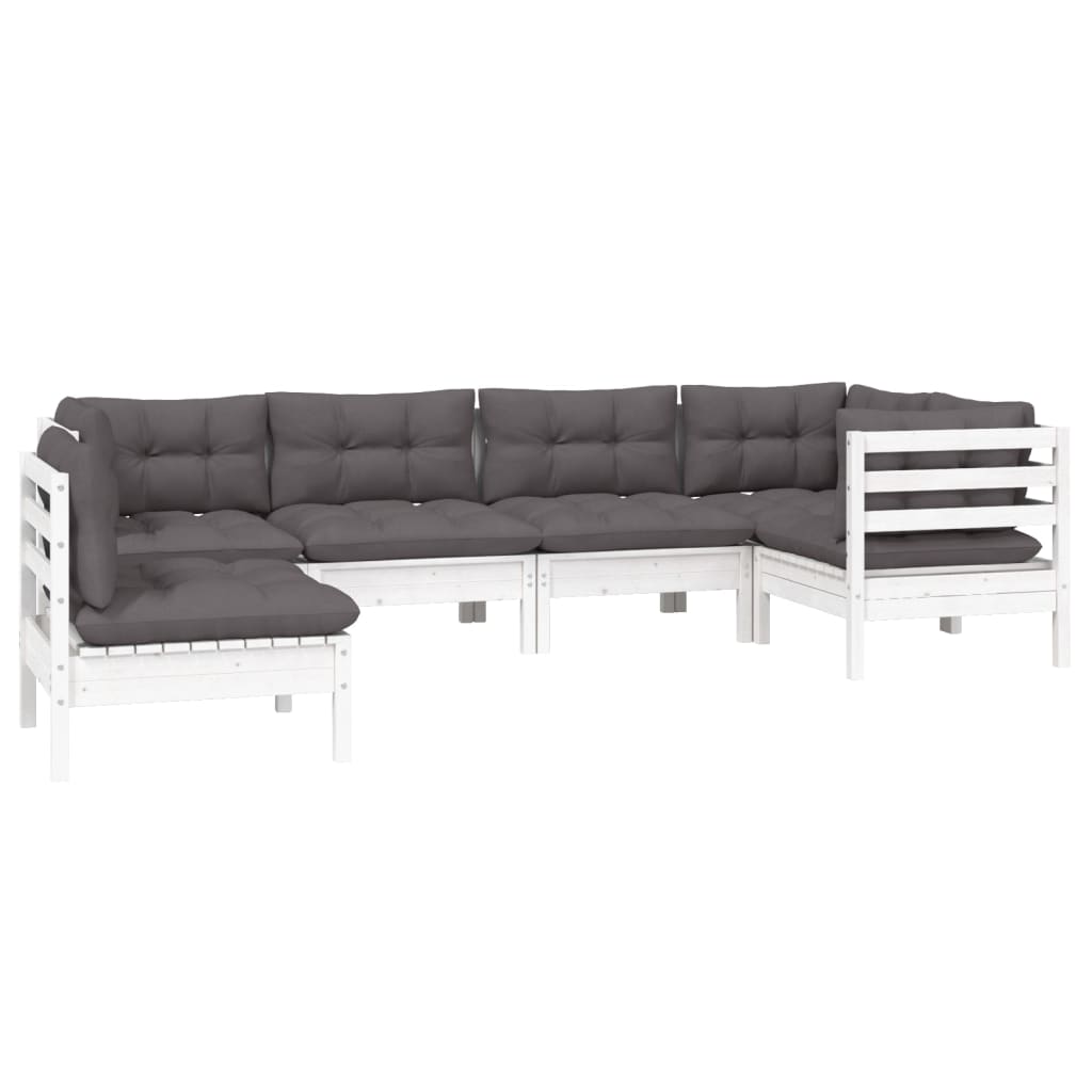6-delige Loungeset met kussens grenenhout wit is nu te koop bij PeponiXL, paradijselijk wonen!