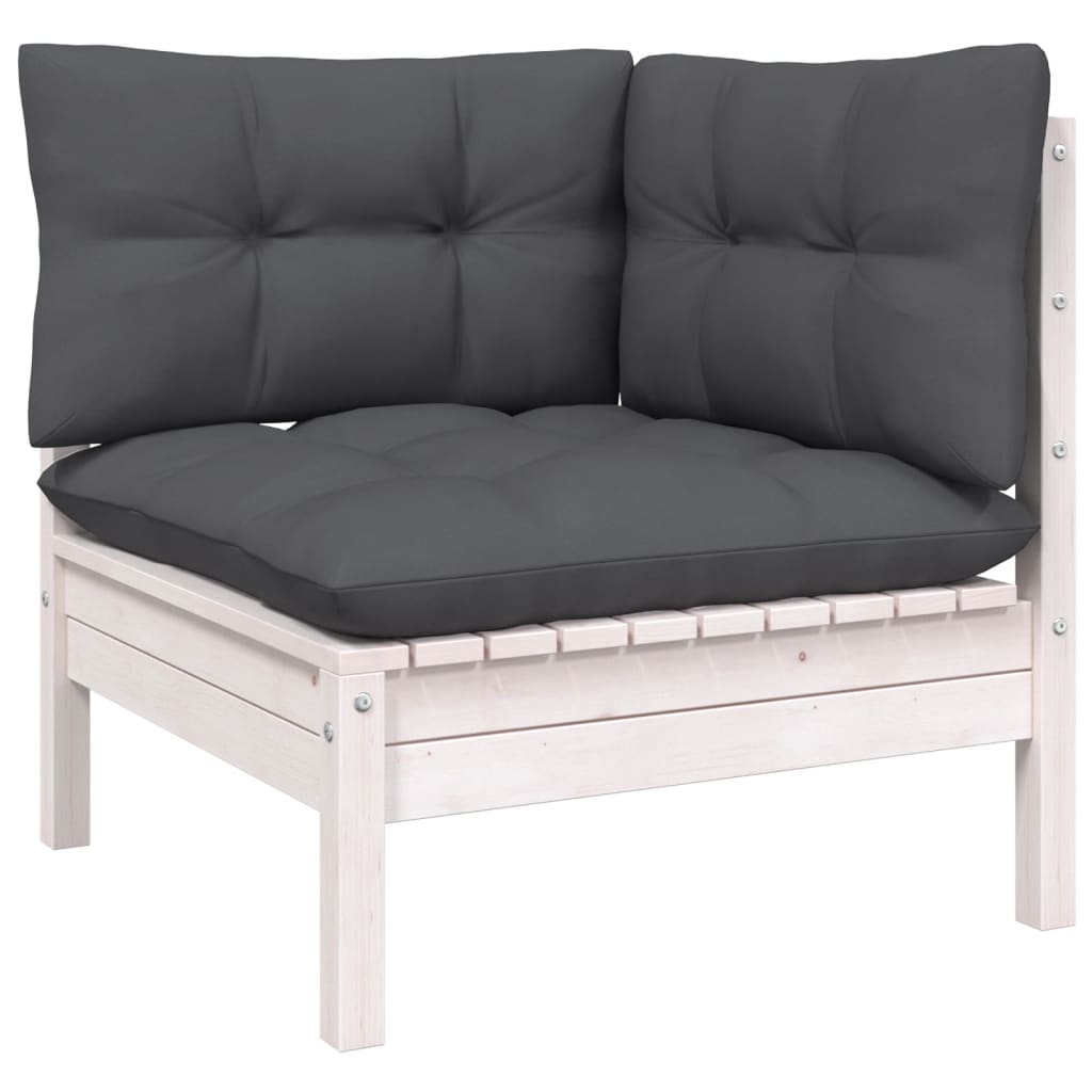 7-delige Loungeset met kussens grenenhout wit is nu te koop bij PeponiXL, paradijselijk wonen!