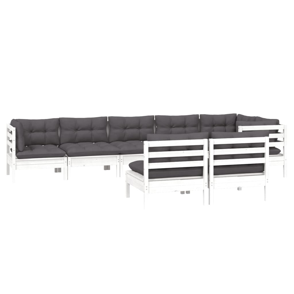 8-delige Loungeset met kussens massief grenenhout wit is nu te koop bij PeponiXL, paradijselijk wonen!