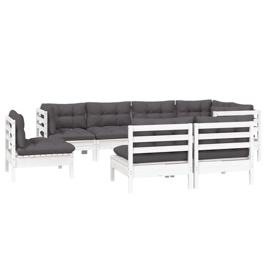 8-delige Loungeset met kussens massief grenenhout wit is nu te koop bij PeponiXL, paradijselijk wonen!