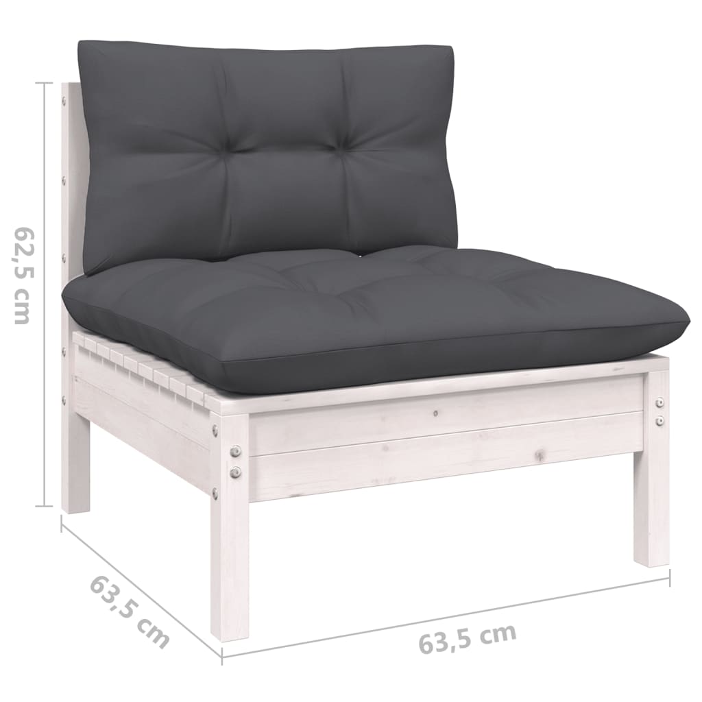 9-delige Loungeset met kussens massief grenenhout wit is nu te koop bij PeponiXL, paradijselijk wonen!