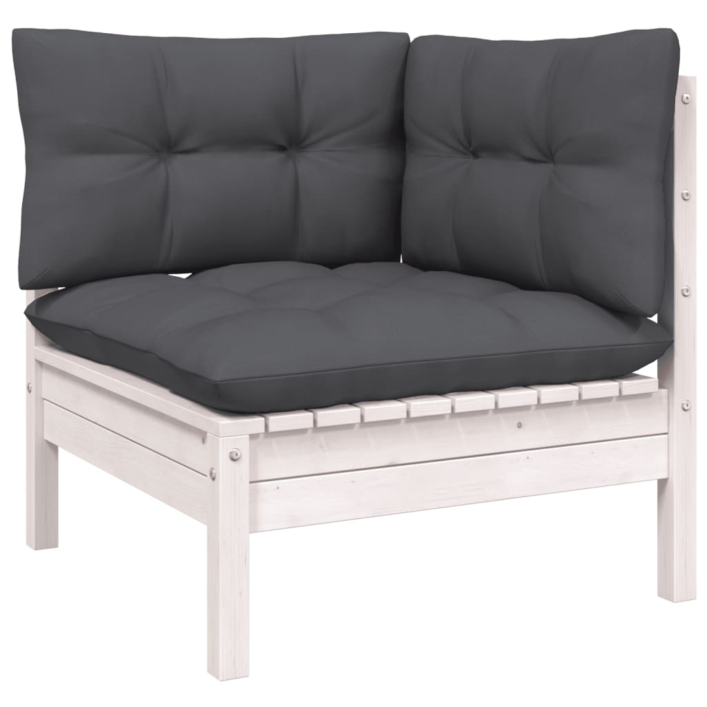 10-delige Loungeset met kussens massief grenenhout wit is nu te koop bij PeponiXL, paradijselijk wonen!