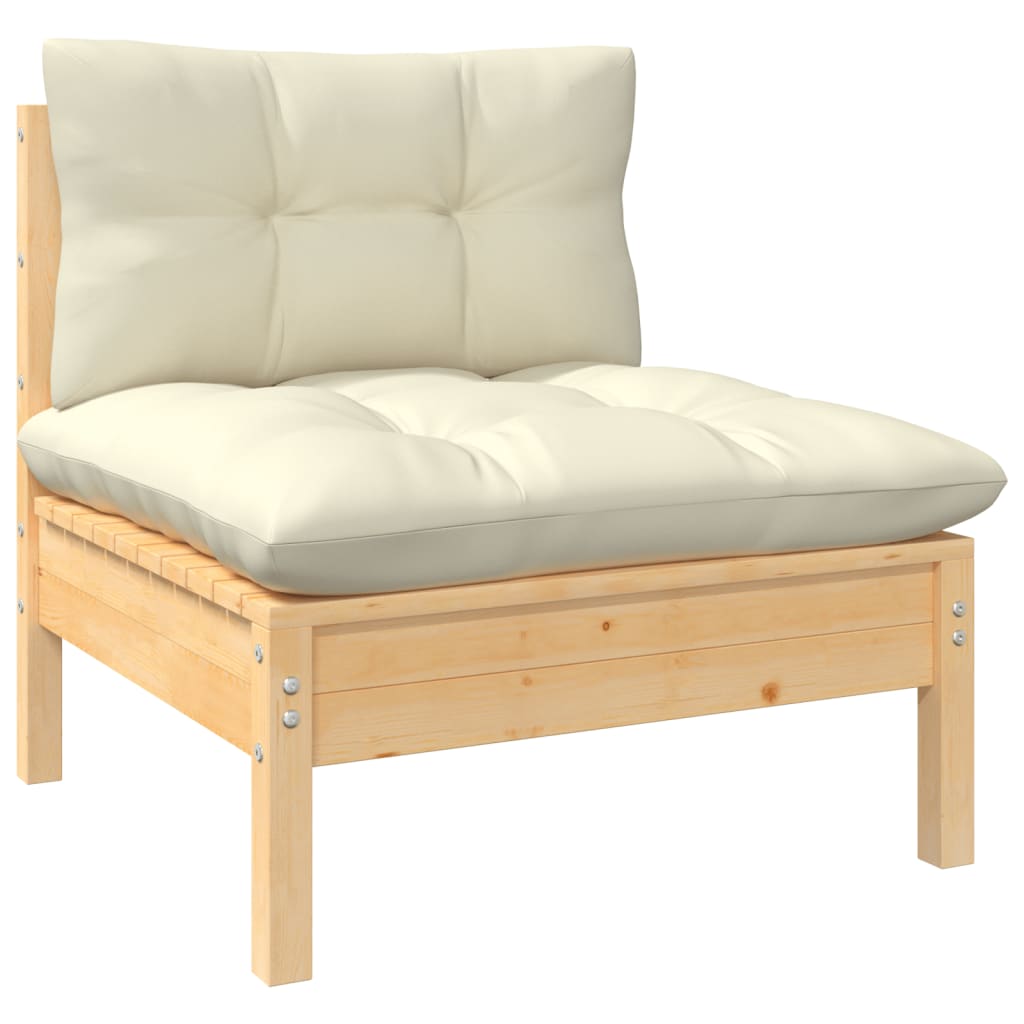 7-delige Loungeset met crèmekleurige kussens grenenhout is nu te koop bij PeponiXL, paradijselijk wonen!