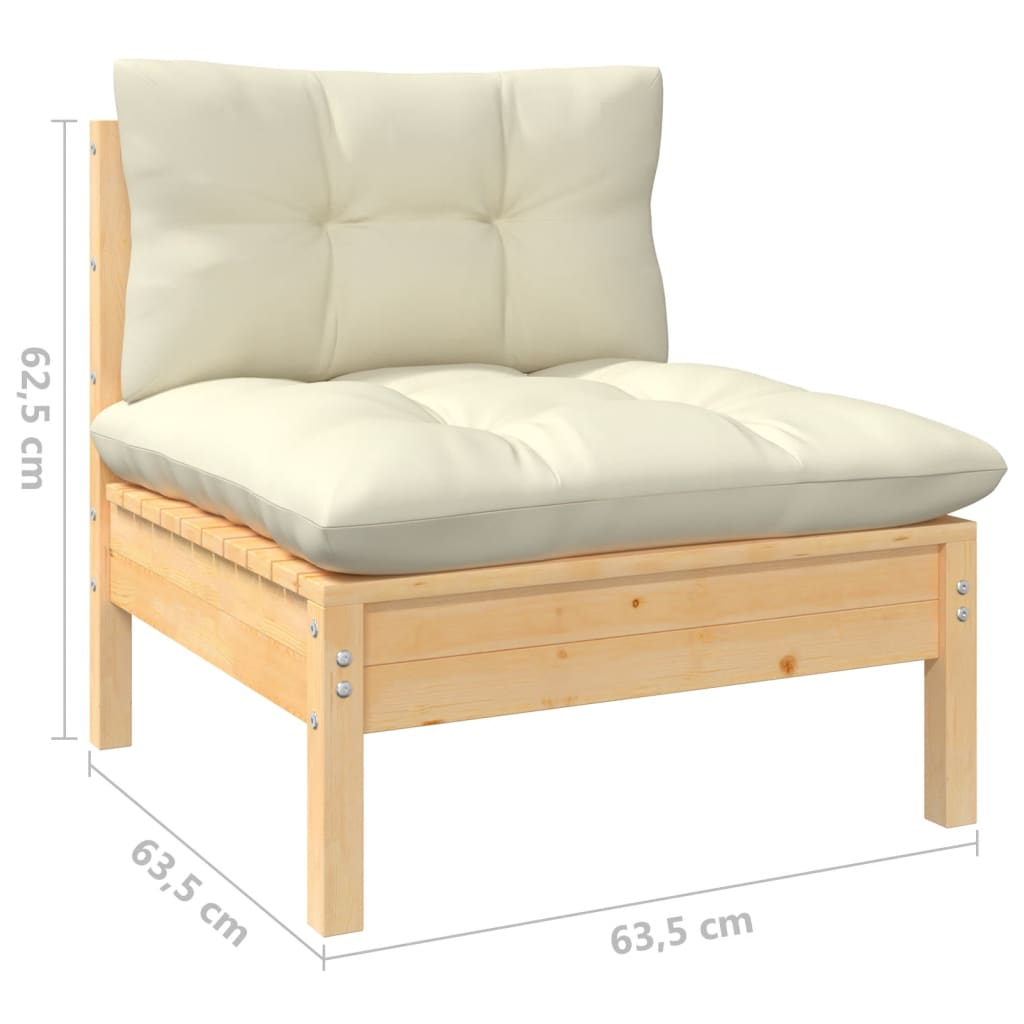 7-delige Loungeset met crèmekleurige kussens grenenhout is nu te koop bij PeponiXL, paradijselijk wonen!