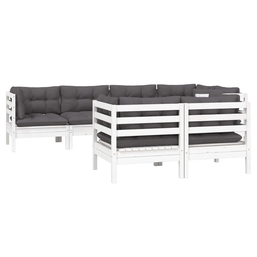 7-delige Loungeset met kussens massief grenenhout wit is nu te koop bij PeponiXL, paradijselijk wonen!