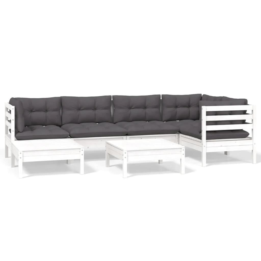 7-delige Loungeset met kussens massief grenenhout wit is nu te koop bij PeponiXL, paradijselijk wonen!