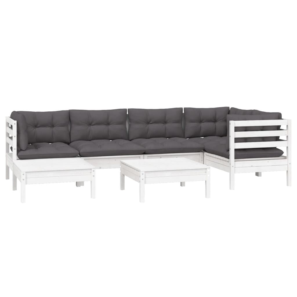 7-delige Loungeset met kussens massief grenenhout wit is nu te koop bij PeponiXL, paradijselijk wonen!