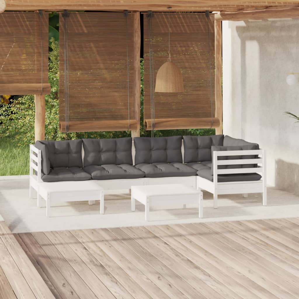 7-delige Loungeset met kussens massief grenenhout wit is nu te koop bij PeponiXL, paradijselijk wonen!