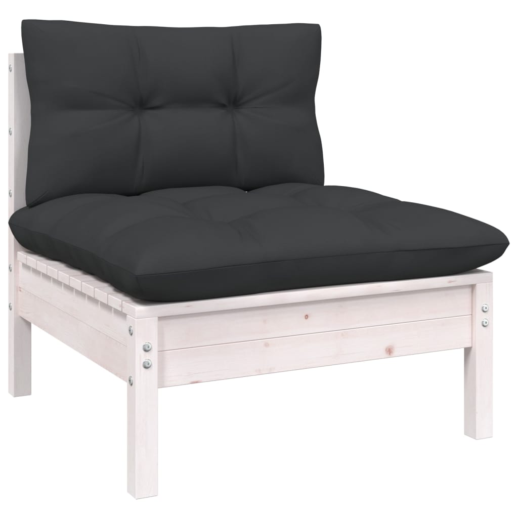 5-delige Loungeset met kussens massief grenenhout wit is nu te koop bij PeponiXL, paradijselijk wonen!