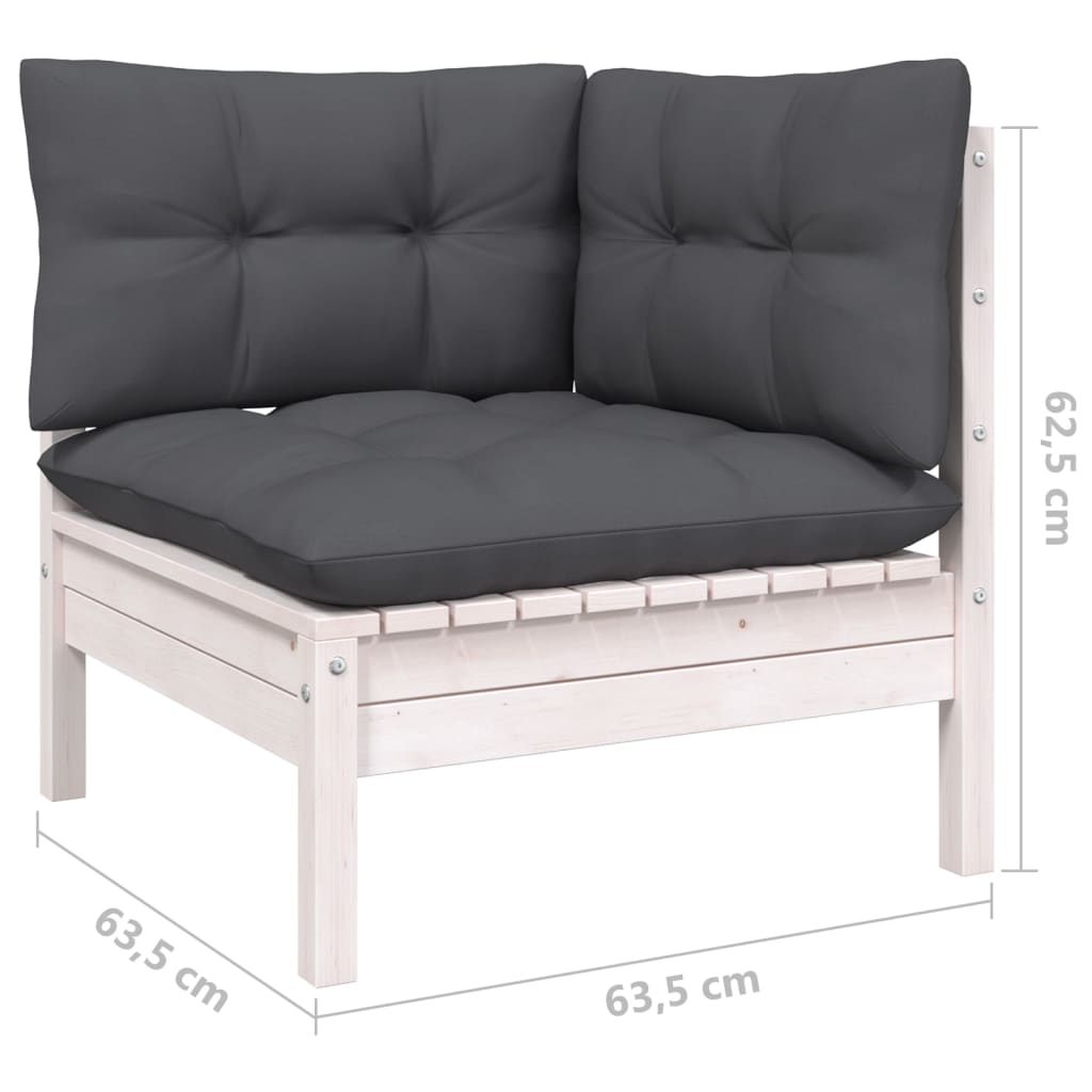 6-delige Loungeset met kussens massief grenenhout wit is nu te koop bij PeponiXL, paradijselijk wonen!