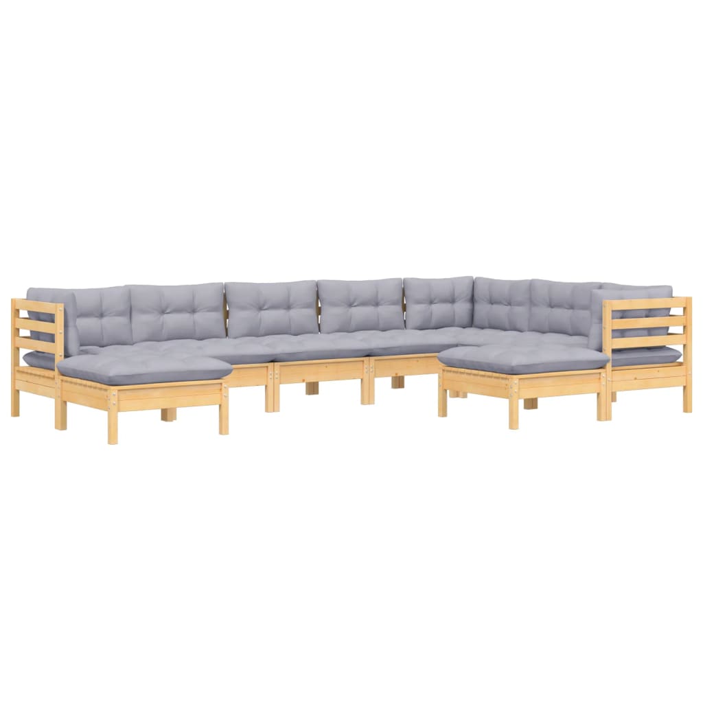 9-delige Loungeset met grijze kussens massief grenenhout is nu te koop bij PeponiXL, paradijselijk wonen!