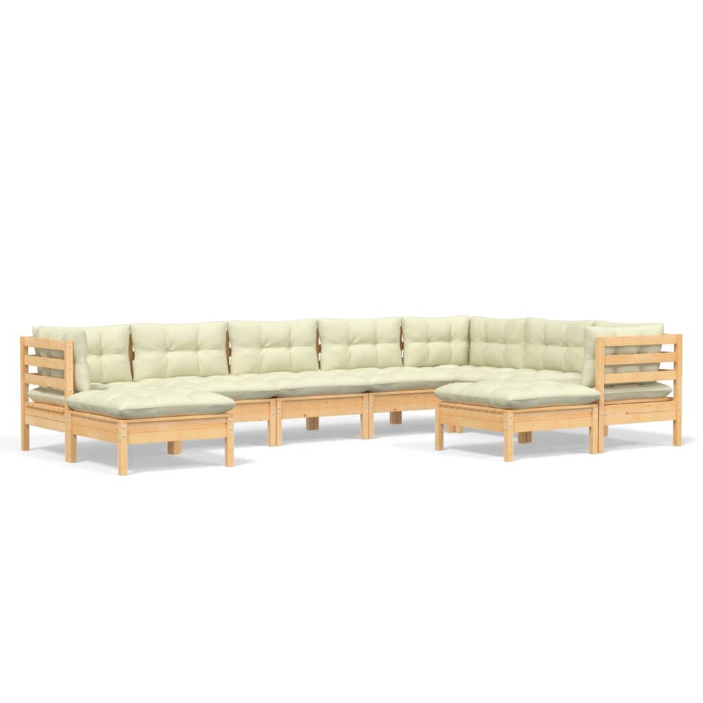 9-delige Loungeset met crèmekleurige kussens massief grenenhout is nu te koop bij PeponiXL, paradijselijk wonen!