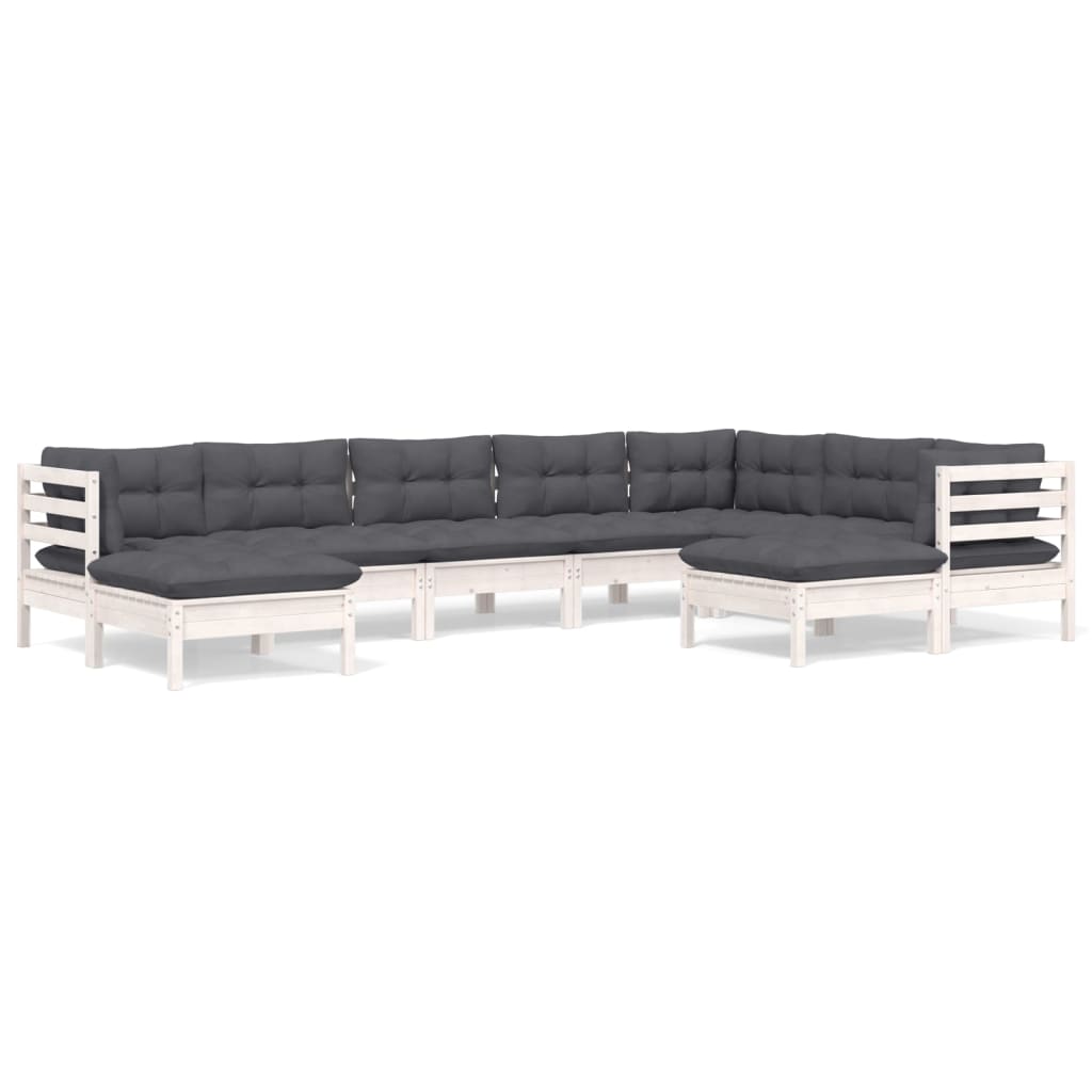 9-delige Loungeset met kussens massief grenenhout wit is nu te koop bij PeponiXL, paradijselijk wonen!