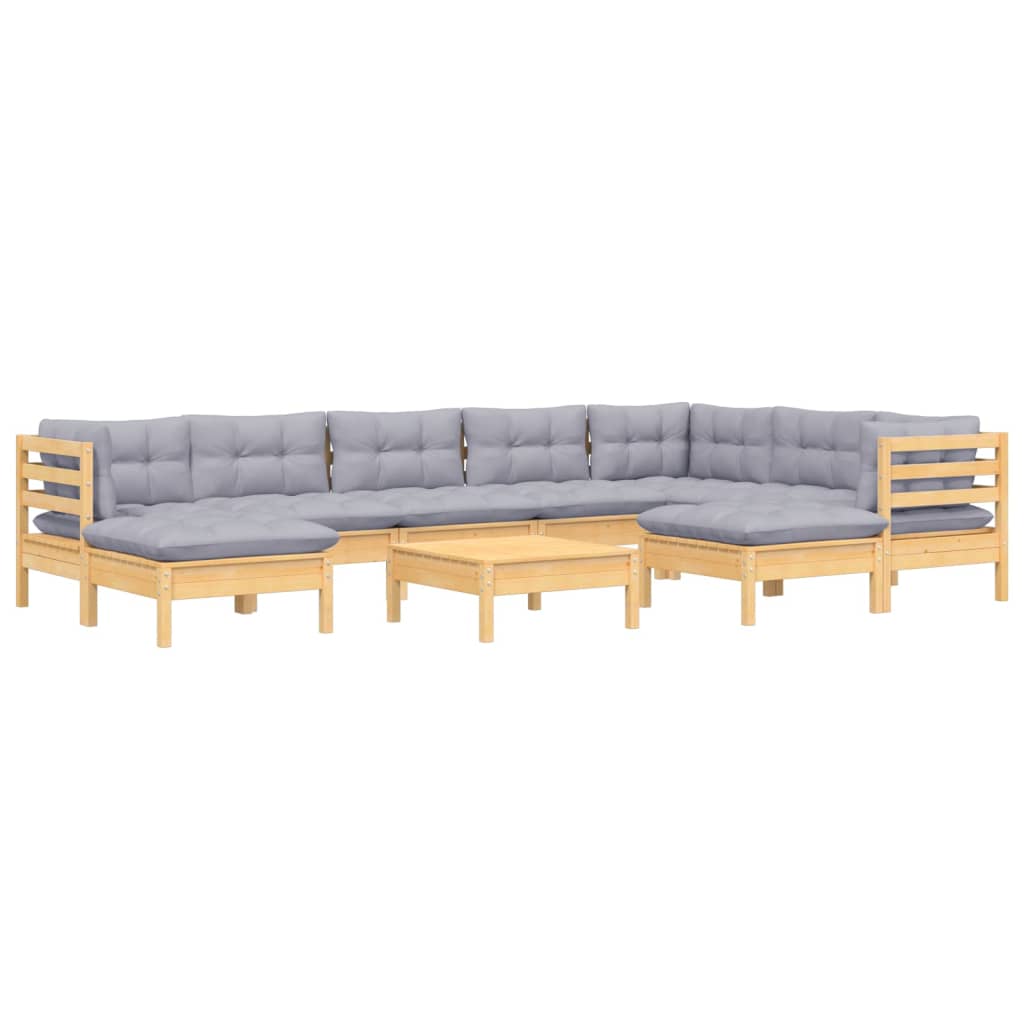10-delige Loungeset met grijze kussens massief grenenhout is nu te koop bij PeponiXL, paradijselijk wonen!