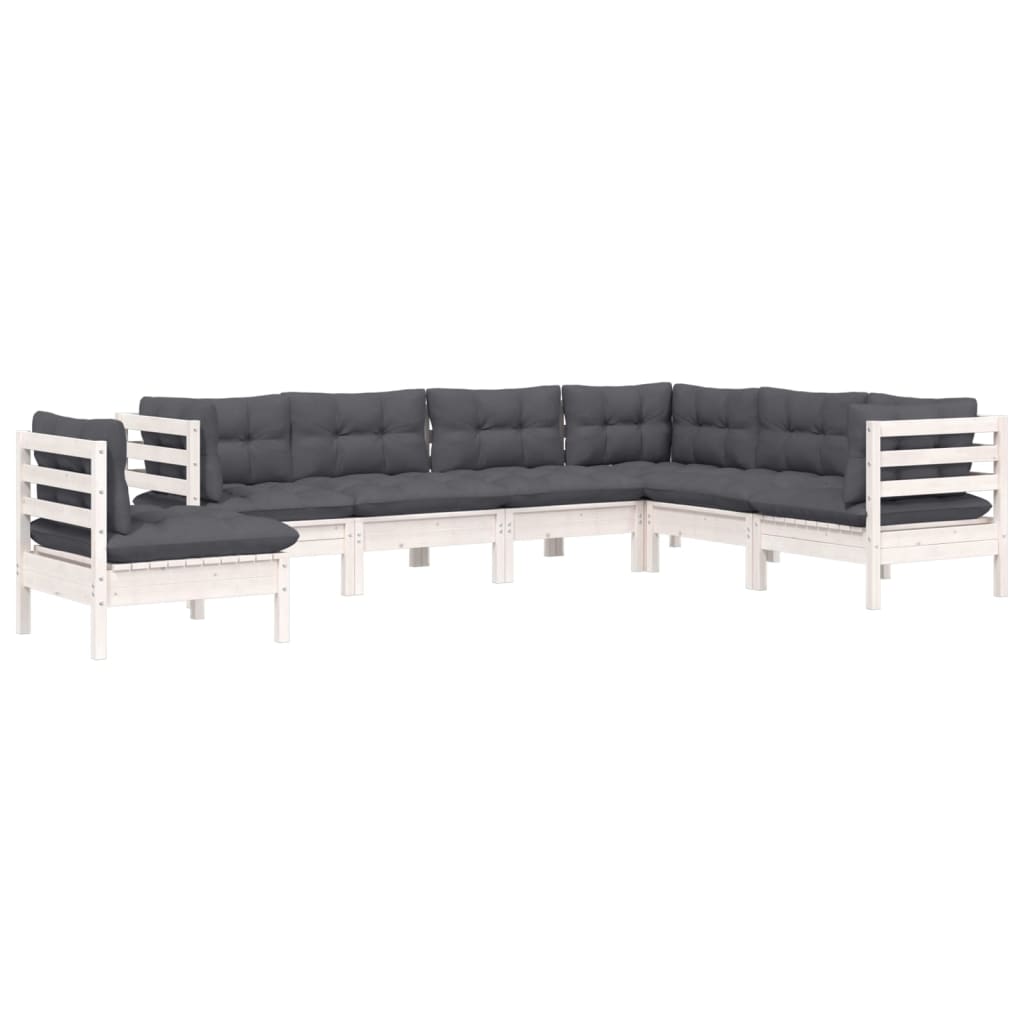 7-delige Loungeset met kussens massief grenenhout wit is nu te koop bij PeponiXL, paradijselijk wonen!