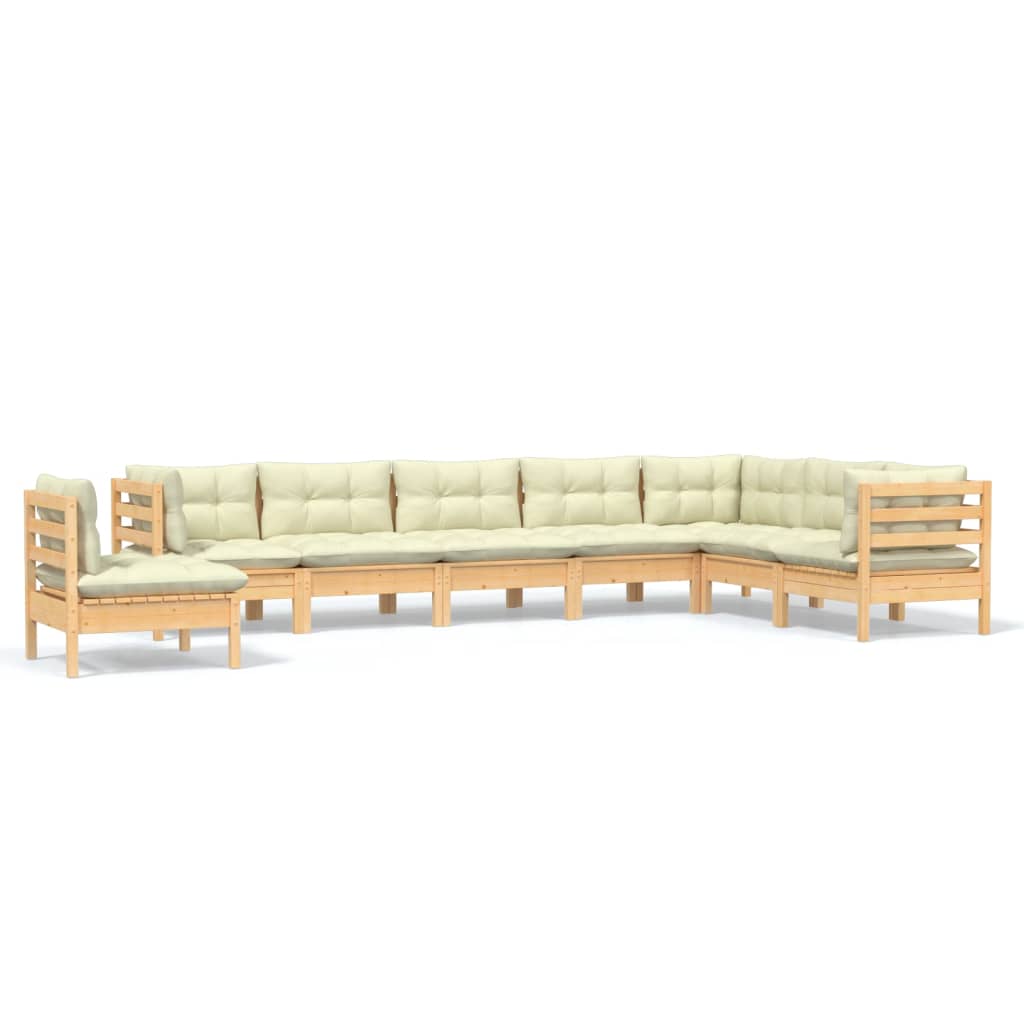 8-delige Loungeset met crèmekleurige kussens massief grenenhout is nu te koop bij PeponiXL, paradijselijk wonen!