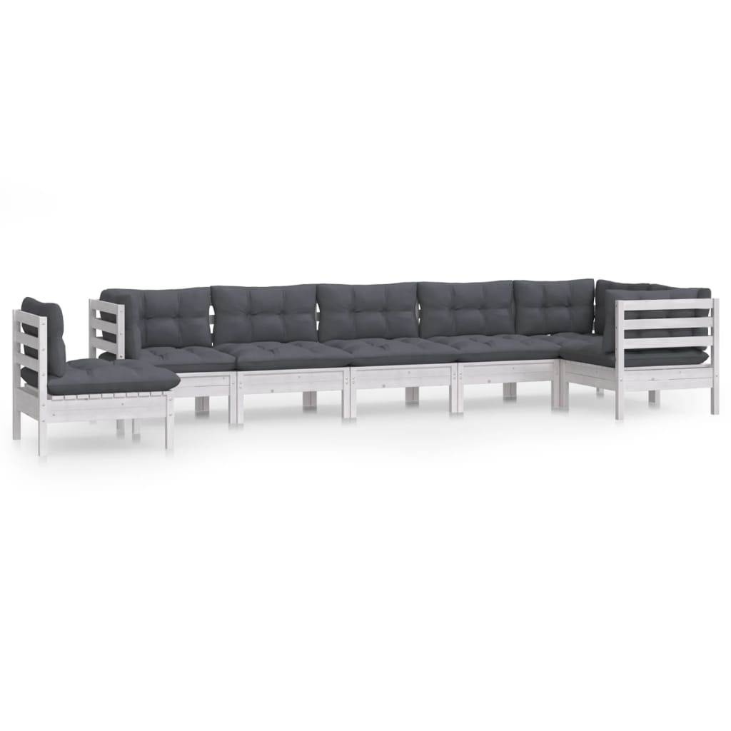 8-delige Loungeset met kussens massief grenenhout wit is nu te koop bij PeponiXL, paradijselijk wonen!