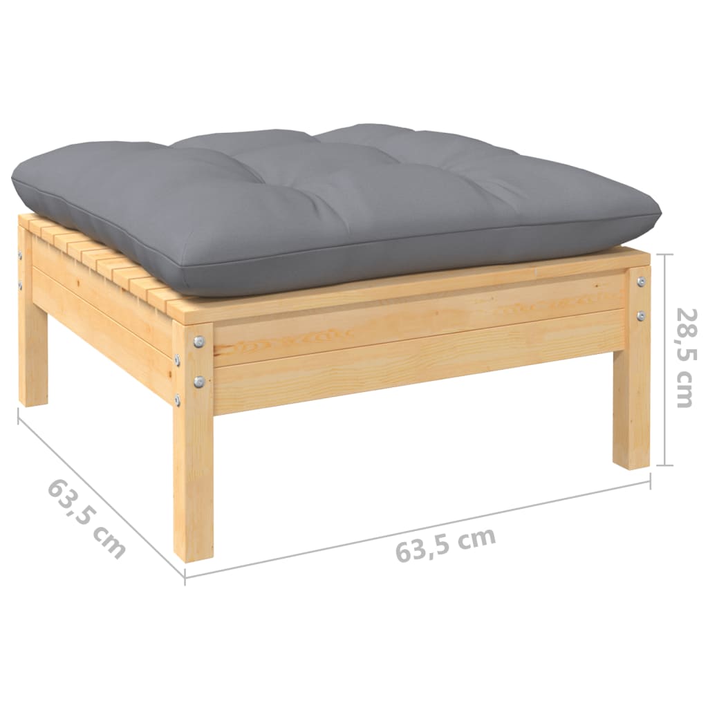 9-delige Loungeset met grijze kussens massief grenenhout is nu te koop bij PeponiXL, paradijselijk wonen!