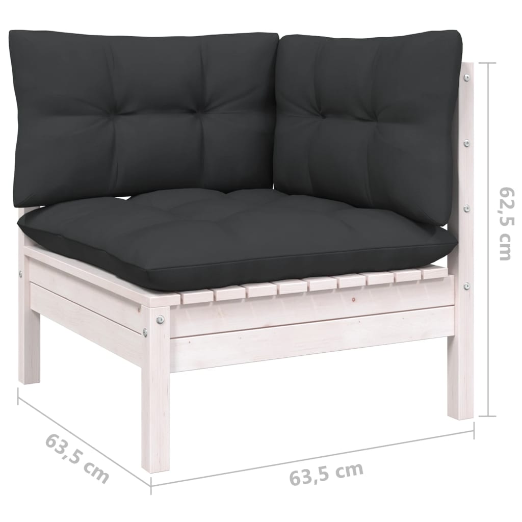 9-delige Loungeset met kussens massief grenenhout wit is nu te koop bij PeponiXL, paradijselijk wonen!