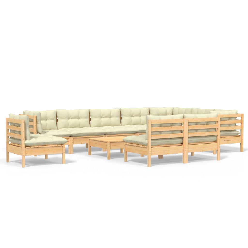 11-delige Loungeset met crèmekleurige kussens grenenhout is nu te koop bij PeponiXL, paradijselijk wonen!