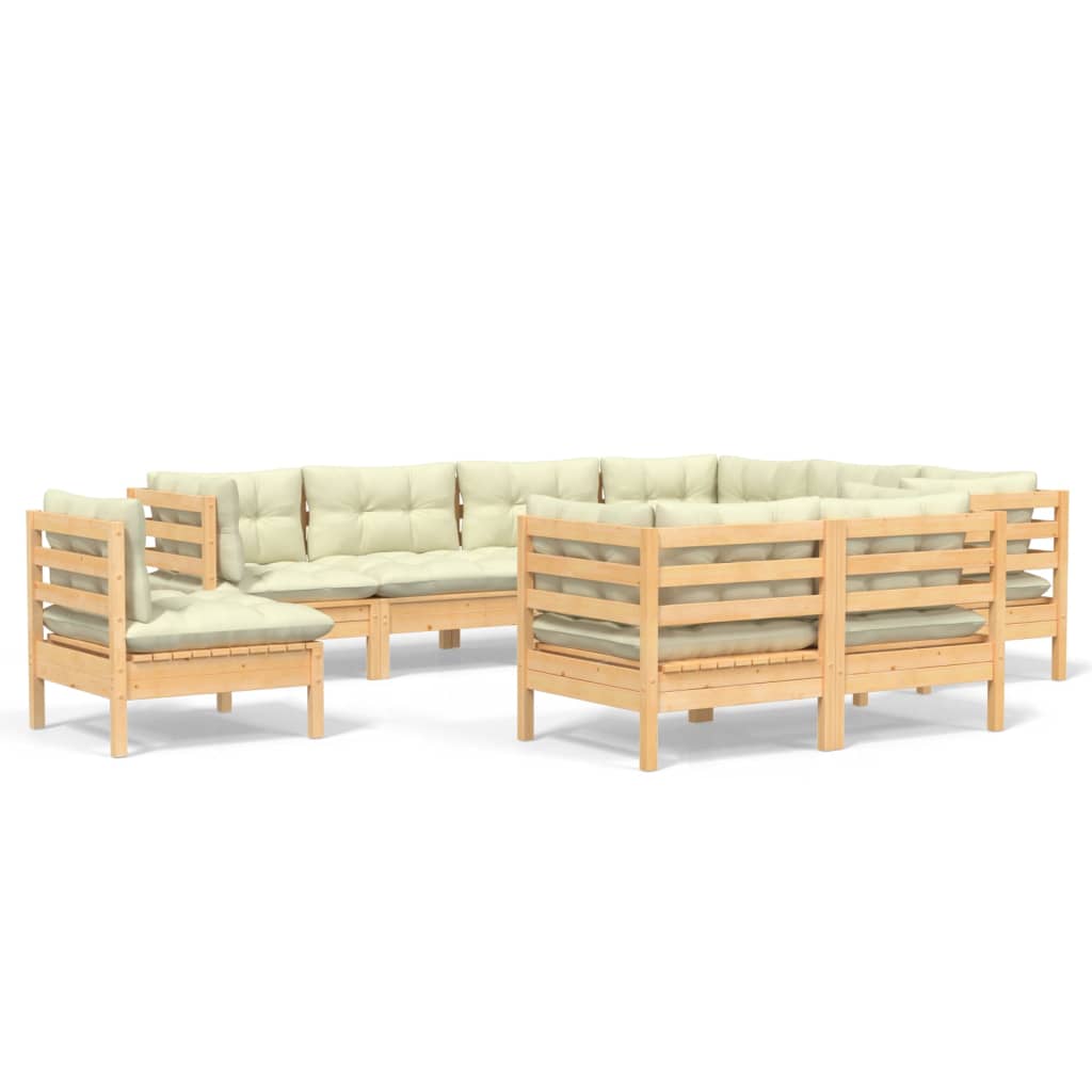 9-delige Loungeset met crèmekleurige kussens grenenhout is nu te koop bij PeponiXL, paradijselijk wonen!