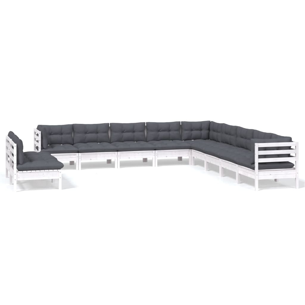11-delige Loungeset met kussens massief grenenhout wit is nu te koop bij PeponiXL, paradijselijk wonen!