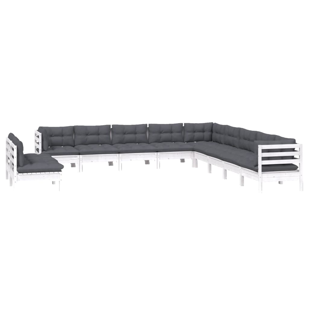 11-delige Loungeset met kussens massief grenenhout wit is nu te koop bij PeponiXL, paradijselijk wonen!