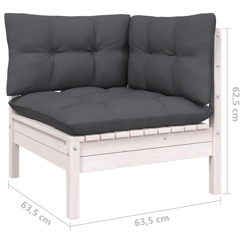12-delige Loungeset met kussens massief grenenhout wit is nu te koop bij PeponiXL, paradijselijk wonen!