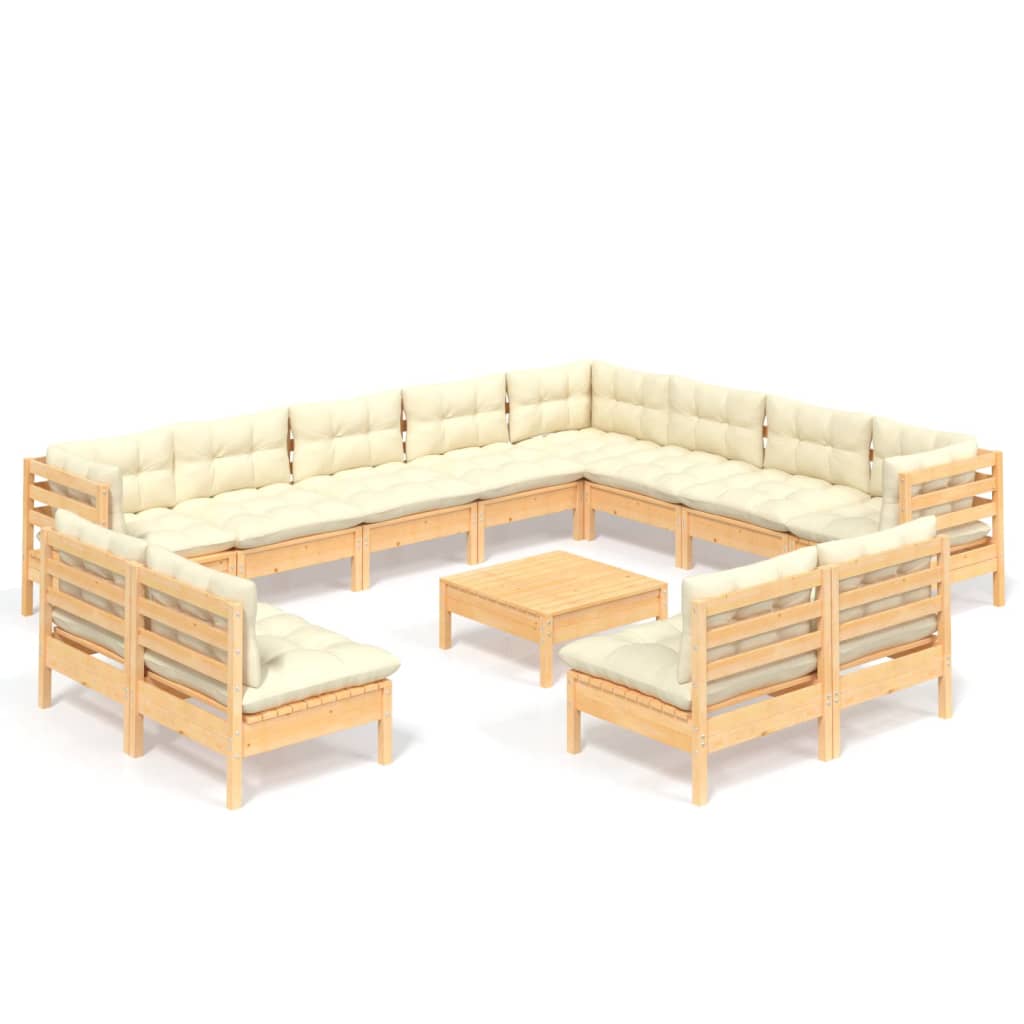 13-delige Loungeset met crèmekleurige kussens grenenhout is nu te koop bij PeponiXL, paradijselijk wonen!