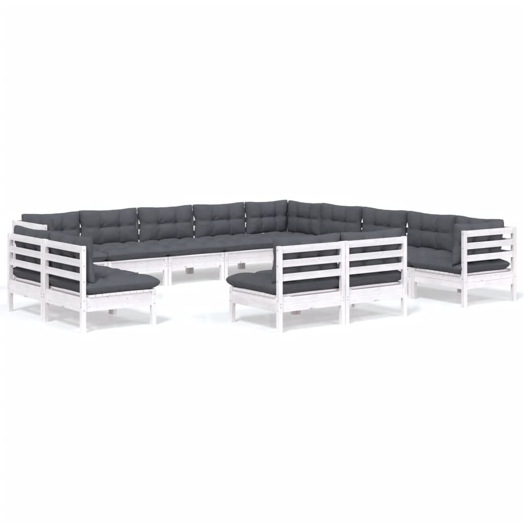 13-delige Loungeset met kussens massief grenenhout wit is nu te koop bij PeponiXL, paradijselijk wonen!