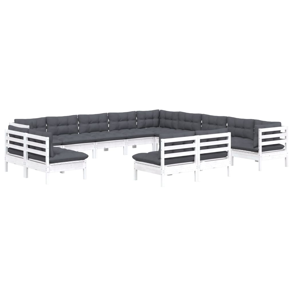 13-delige Loungeset met kussens massief grenenhout wit is nu te koop bij PeponiXL, paradijselijk wonen!