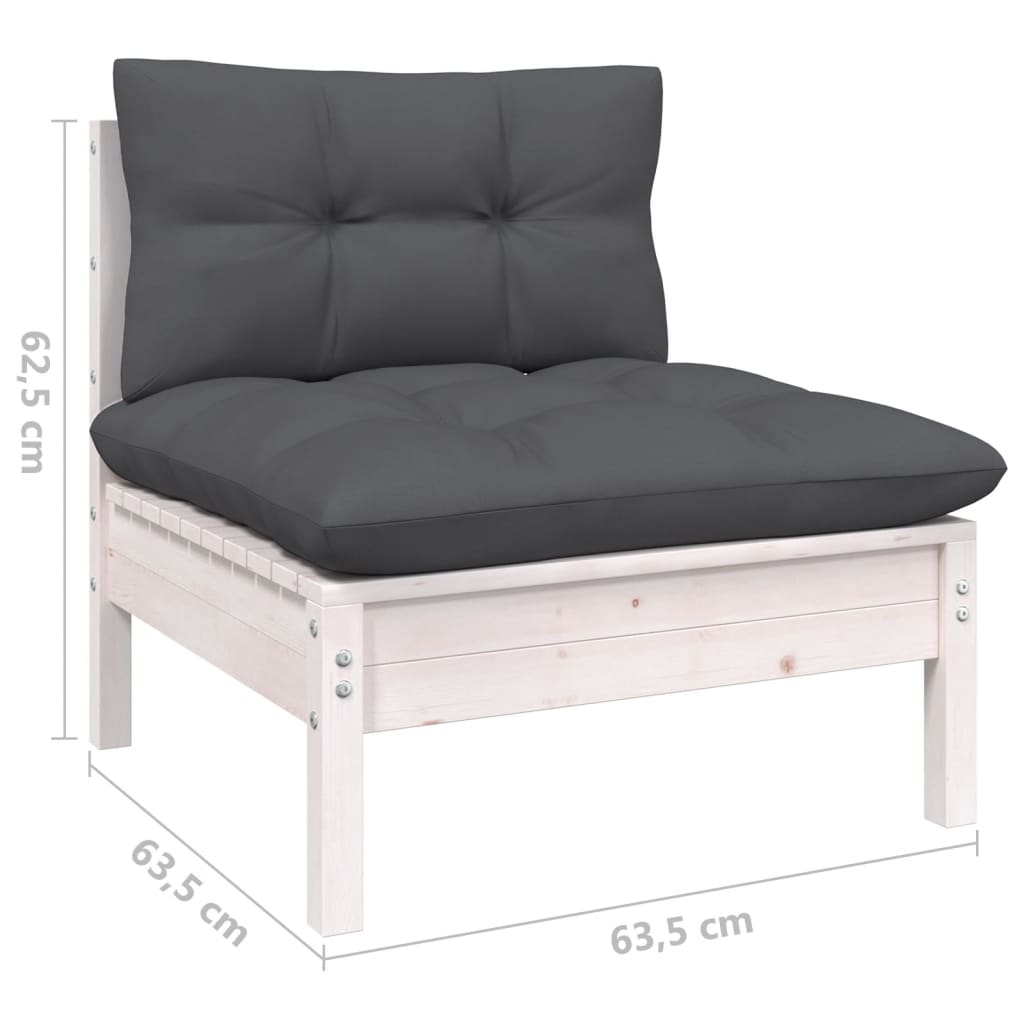 9-delige Loungeset met kussens massief grenenhout wit is nu te koop bij PeponiXL, paradijselijk wonen!