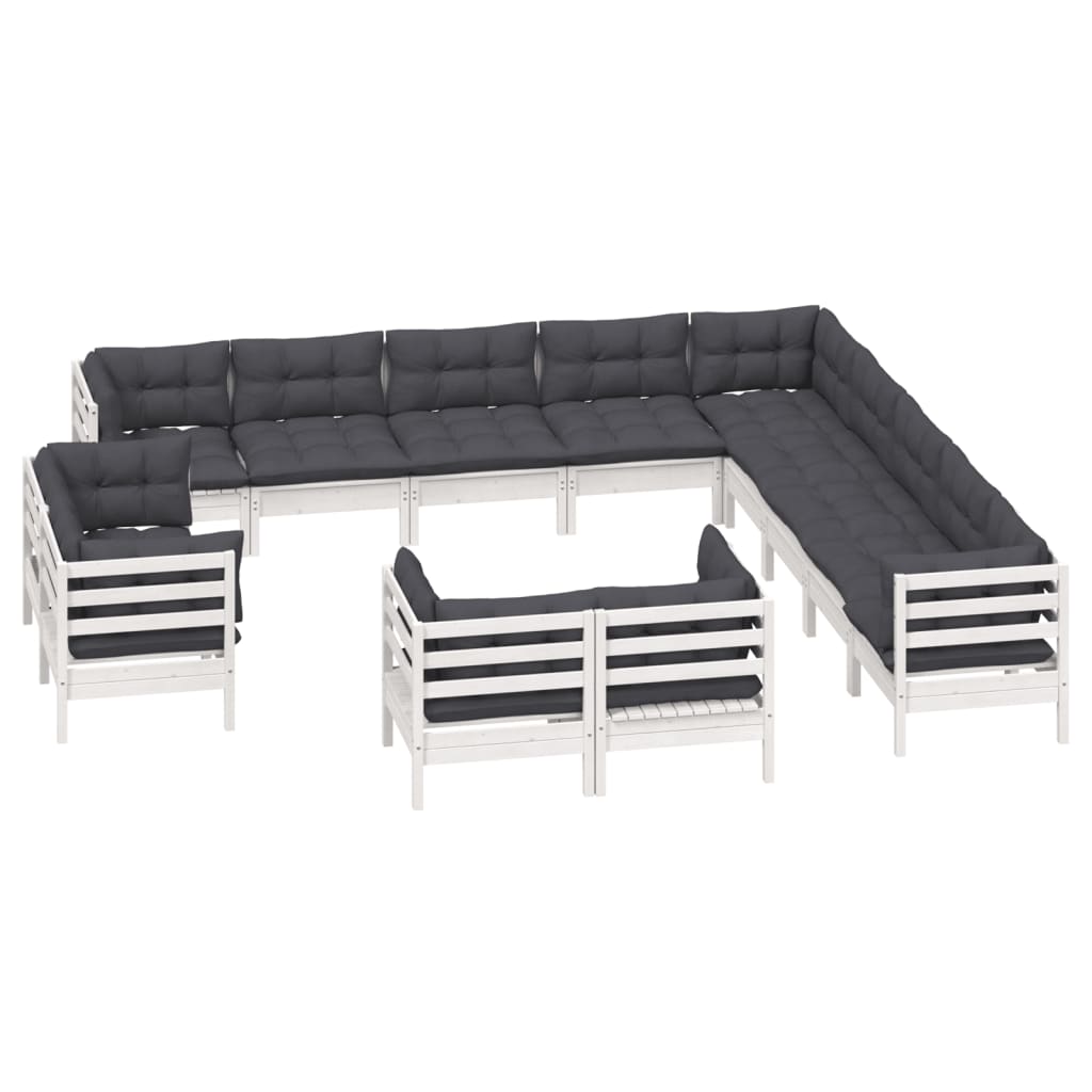 13-delige Loungeset met kussens massief grenenhout wit is nu te koop bij PeponiXL, paradijselijk wonen!